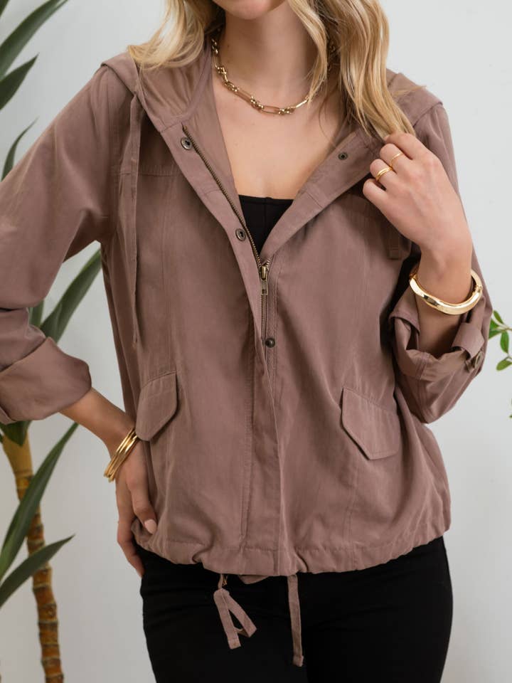 Blu Pepper - Wholesale Jacket - Women's - SNAP BUTTON ZIP UP HOODED JACKET47