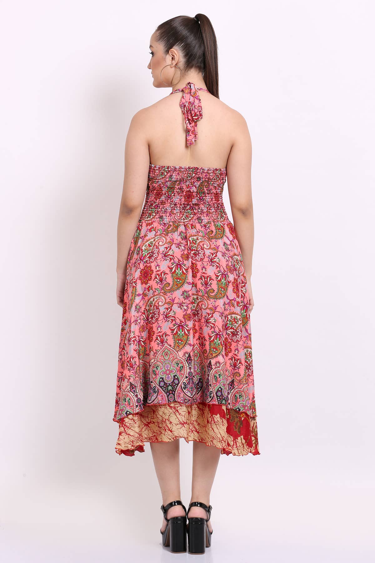 Wevez – wholesale Klänning - Dam – Kvinnors Blommig Ärmlös V-ringning Rufsar Flowy Maxi Klänning4