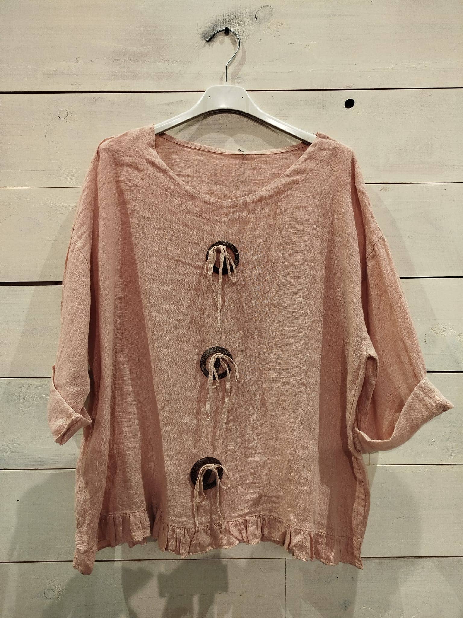 Linos y Textiles – wholesale Blus - Dam – Ringblus i 100 % linne6