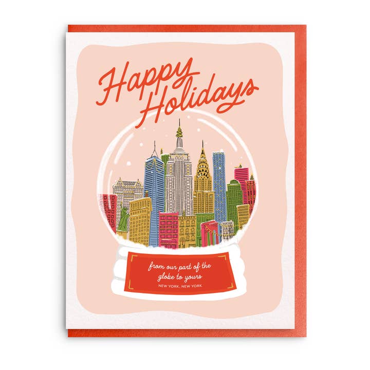 Dahlia Press - Venta al por mayor Tarjetas de Navidad - Tarjeta de Navidad con forma de globo de nieve - NYC, Nueva York