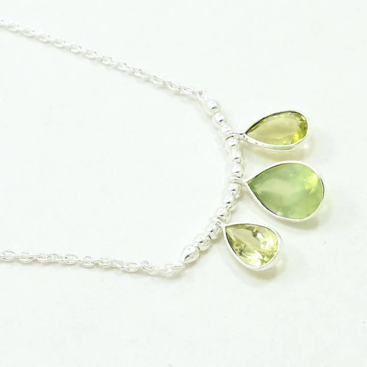 Schmuckoo Berlin - Vendita all'ingrosso Collana con ciondolo/pendaglio - Collana Pippa Argento - Prehnite e Quarzo Limone1