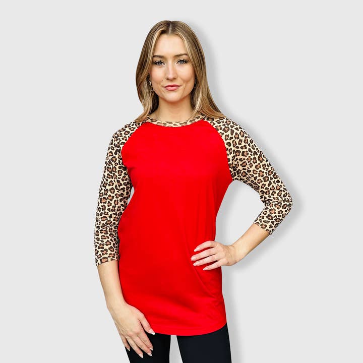 Cheetah Animal Print Red Top for wholesale by ILTEX Apparel