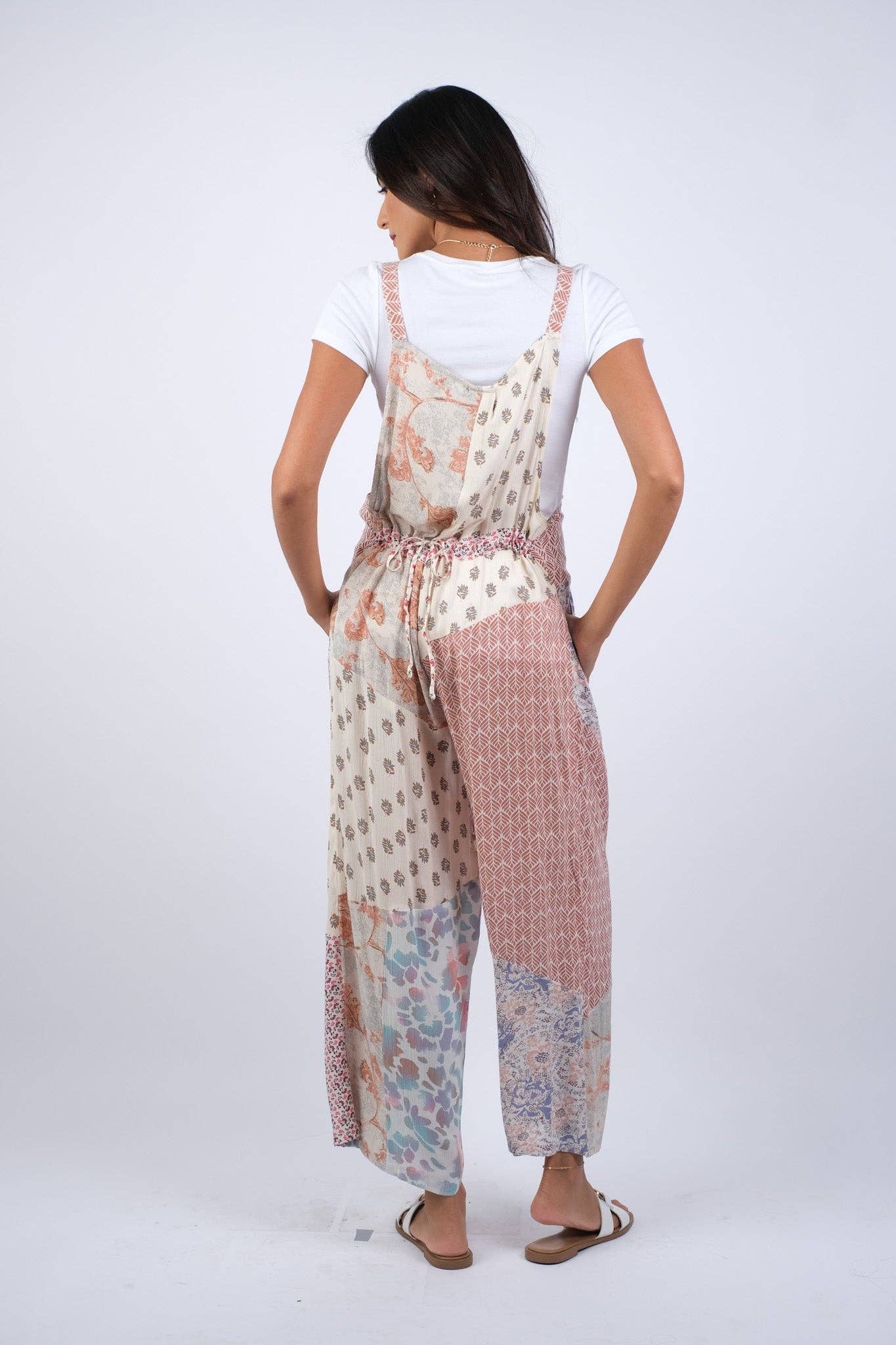 Sacred Threads - Wholesale Overalls - Women's - Rosy Mosaic Patchwork Blush Overalls2