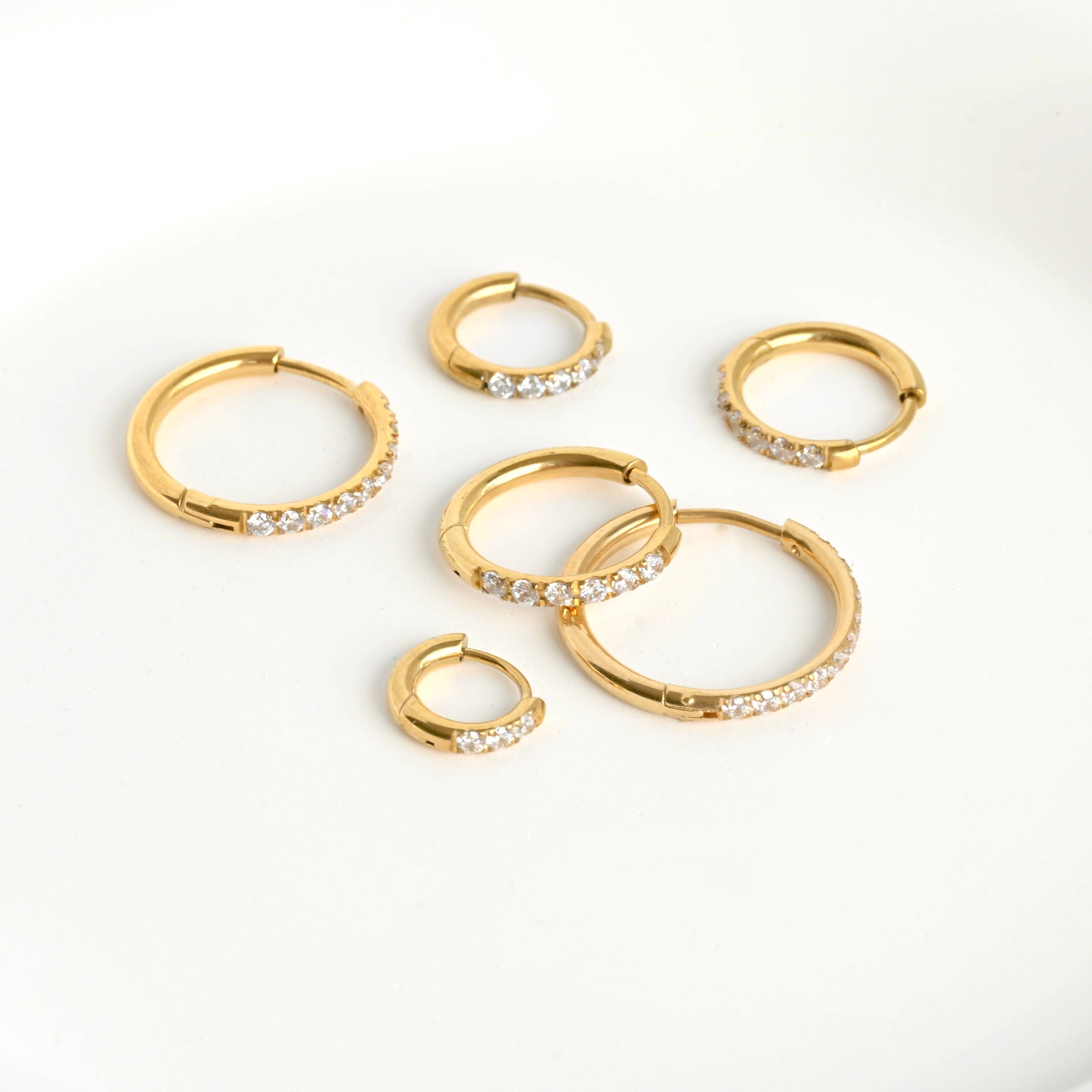 Blueyejewelry - Wholesale Huggie Earrings - Pave Diamond Hoops - Tarnish-free Diamond Hoop Earrings6