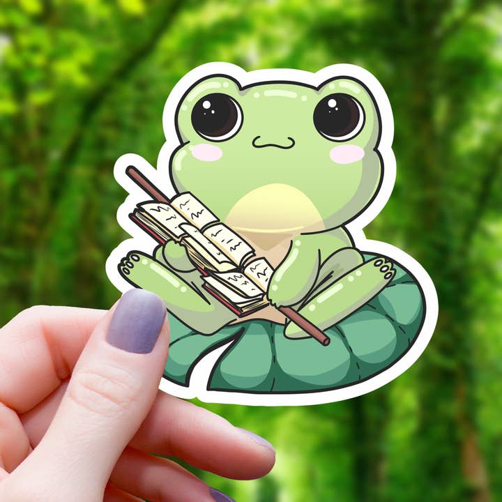 Mimic Gaming Co - Wholesale Sticker - Frog on Lilypad Holding Book Dango Sticker - 3"