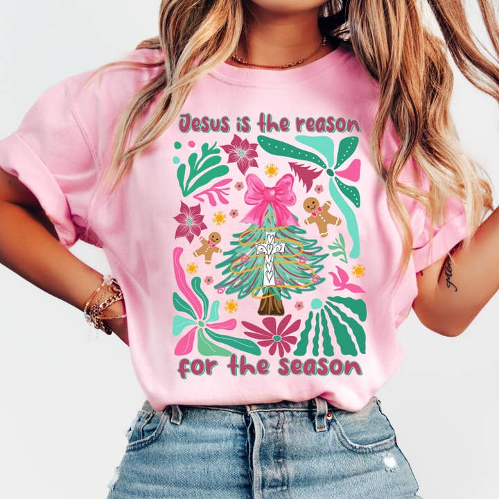 NVC Ecommerce LLC – Großhandel T-Shirt (Grafikdruck) – Damen – Christliches Weihnachtssweatshirt mit Blumenmuster, Lebkuchenhemd1