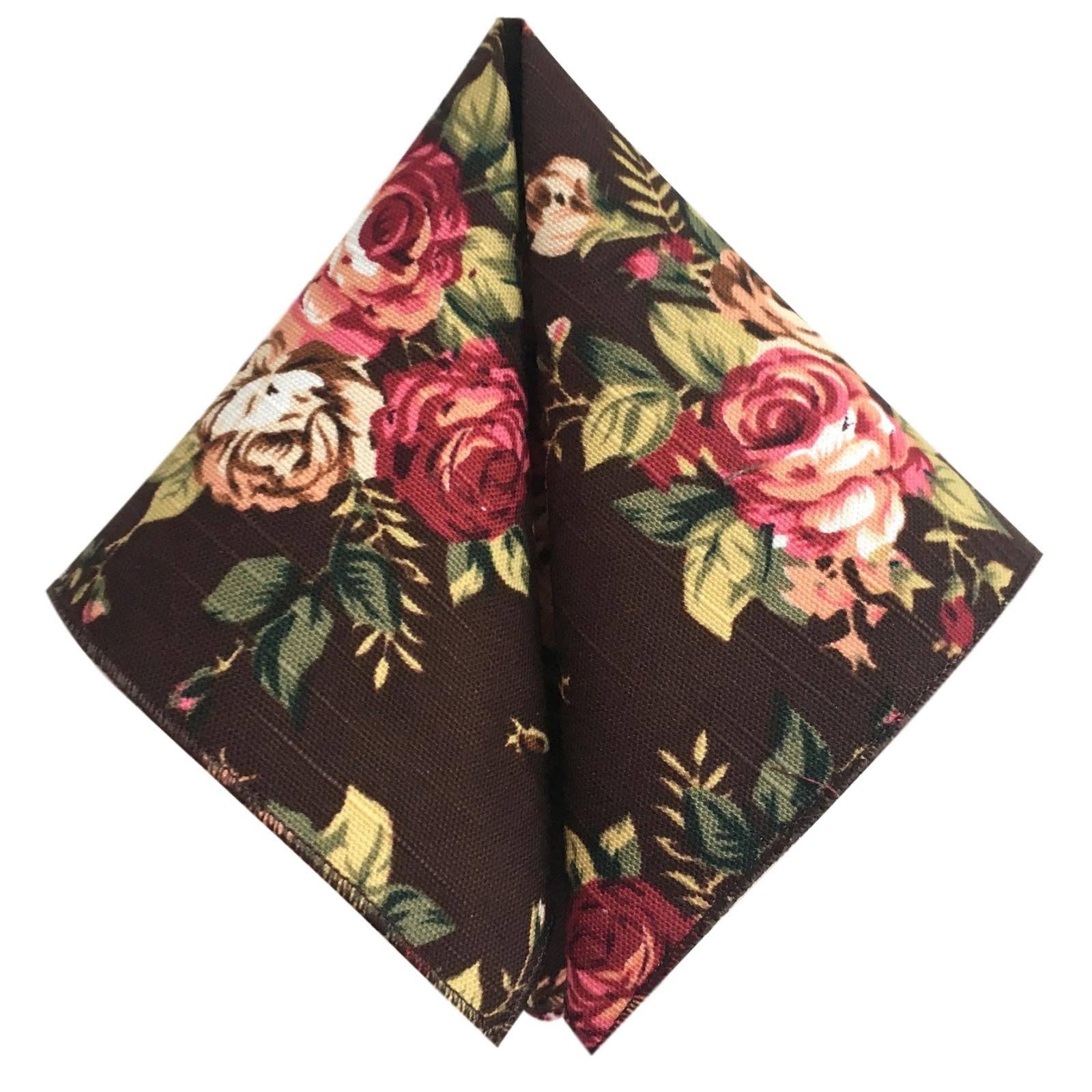 GASSANI - Wholesale Bow Tie - Men's - GASSANI Set of 2 Brown Linen Wedding Bow Tie Handkerchief Floral Flower Bow Pre-tied4