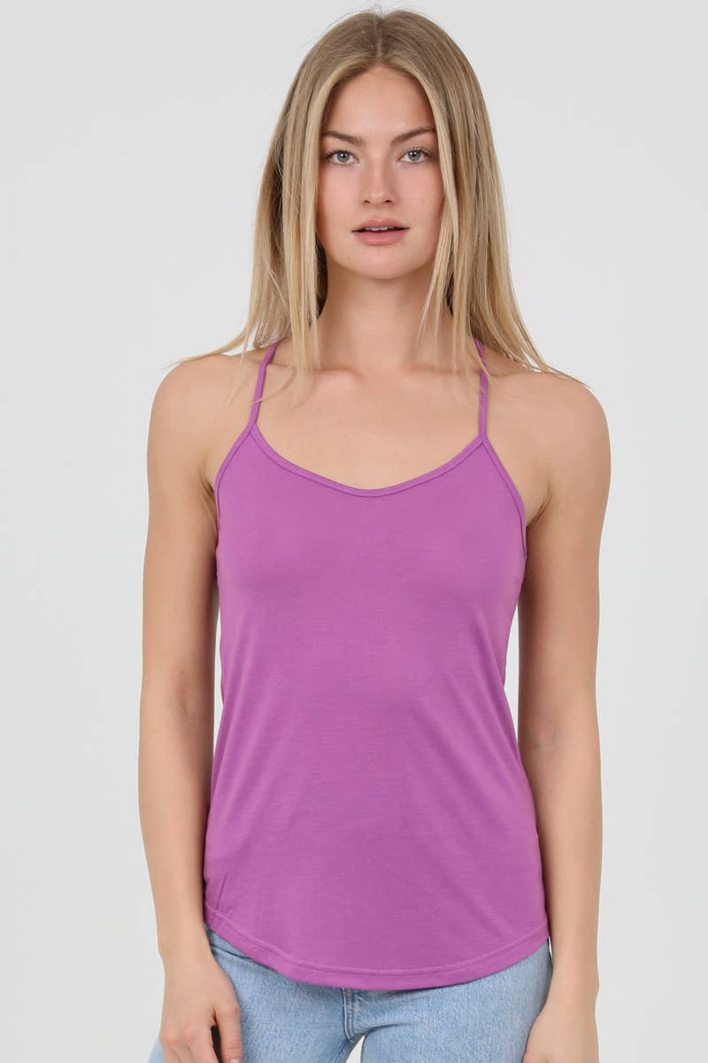 ANGIE - Vente Caraco – femme - DÉBARDEUR CAMISOLE À OURLET ARRONDI X2543-ASIS À DOS NAGEUR6