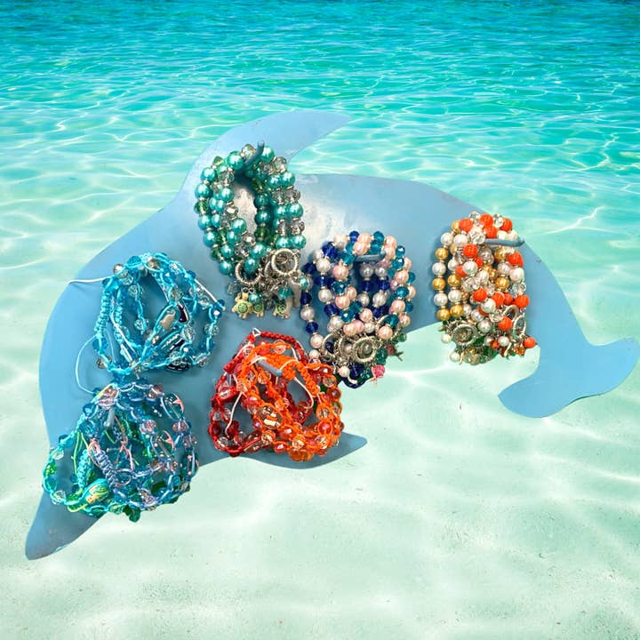 Nautical Glass Bracelets 36pcs w Free Display Mix Style for wholesale by Fiona Accessories