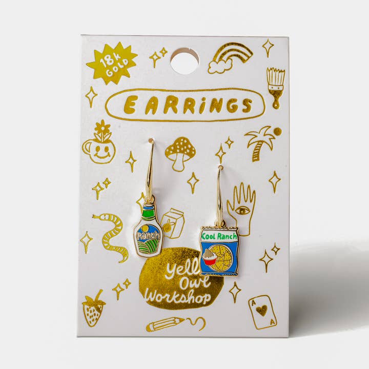 Yellow Owl Workshop - Vendita all'ingrosso Orecchini pendenti - Orecchini Cool Ranch Dressing - Gioielli in oro Junk Food2