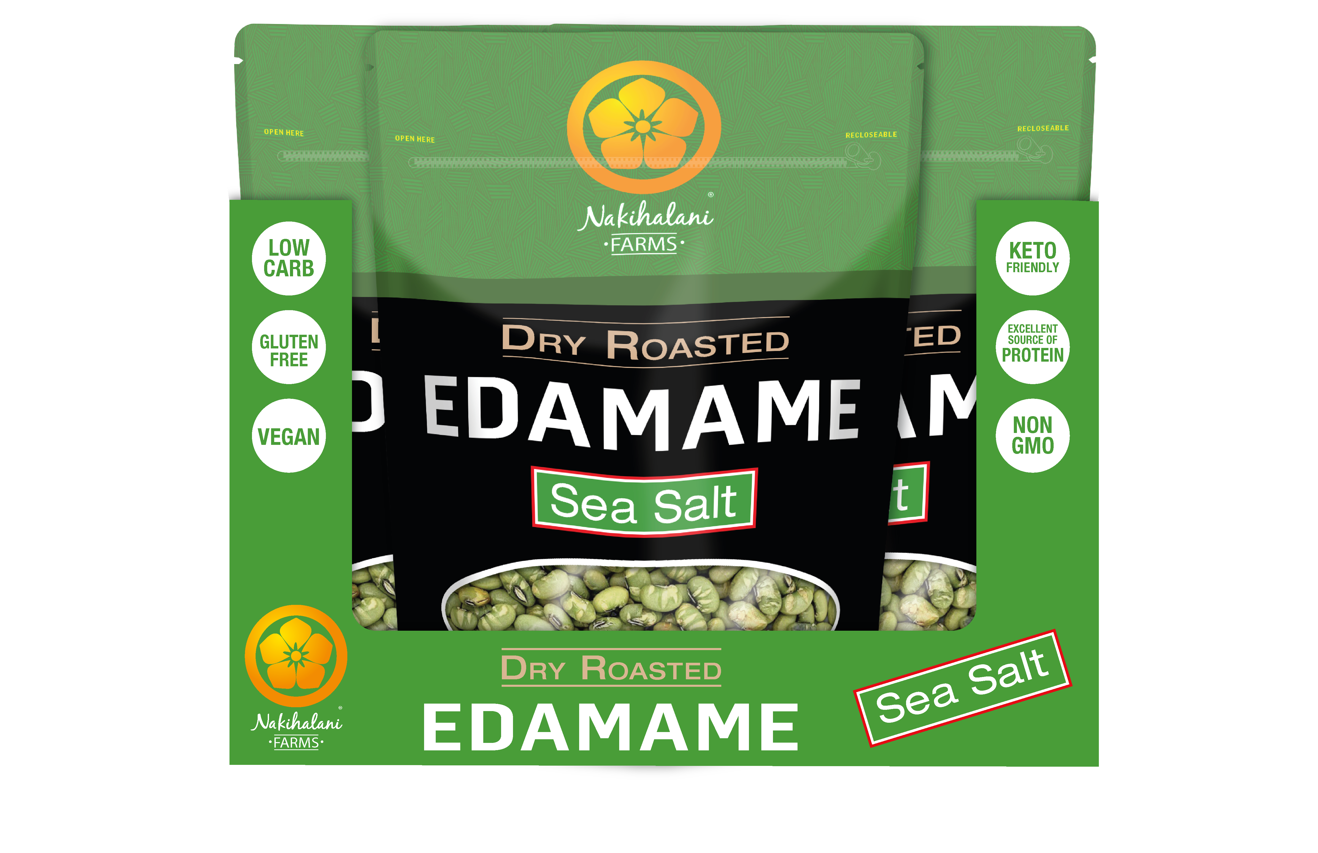 Nakihalani Farm - Wholesale Nuts - Edamame Raosted -  Sea Salt 12oz Family Bag7