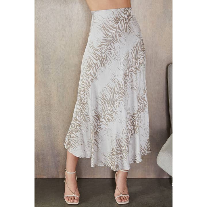 JUPE LONGUE EN SOIE IMPRIMÉE RAYURES TIGRE DIAGONALES (805211-TIGER) pour la vente par VENTI6