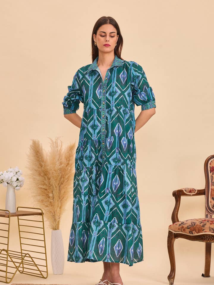 Maxi robe chemise boho en coton - Orice pour la vente par Orice