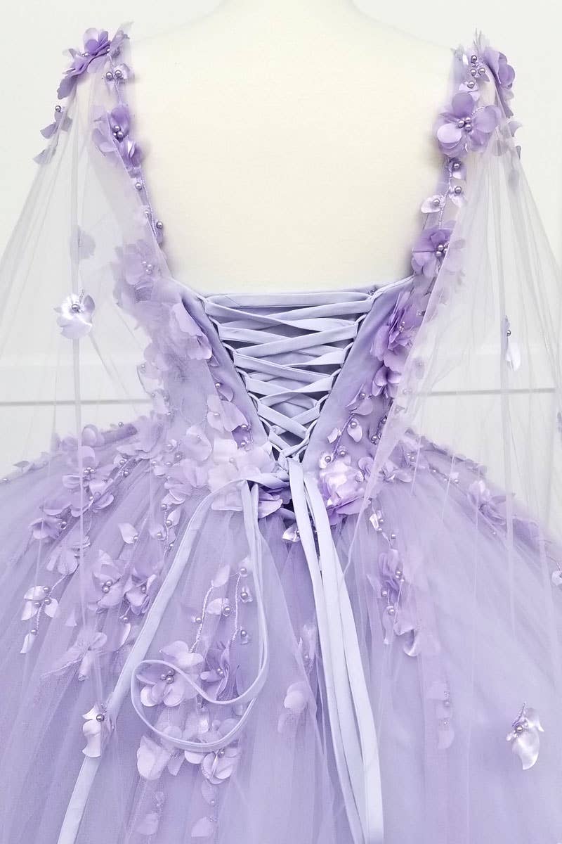 Chicas – Vestido comprido - Mulher por atacado – Vestido de Quinceanera com Flores e Capa com Abertura CHF301819