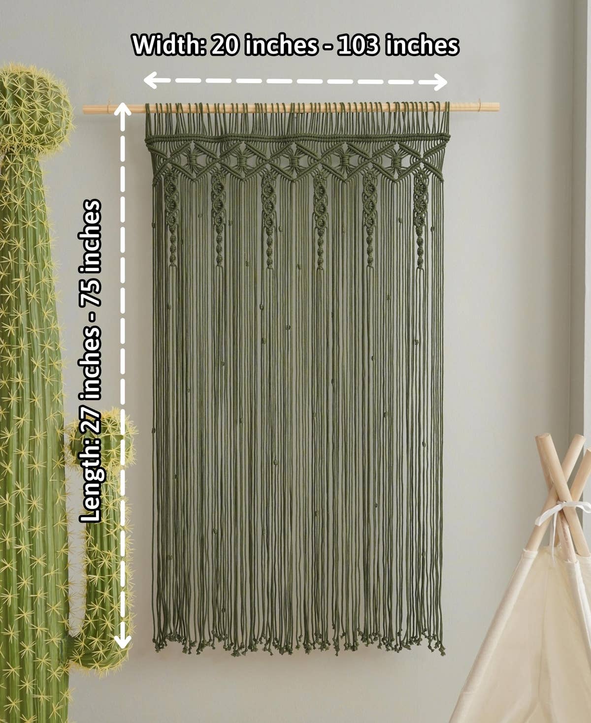 BeanDaikon - Vente Rideaux - Rideau en macramé bohème pour décoration murale C064