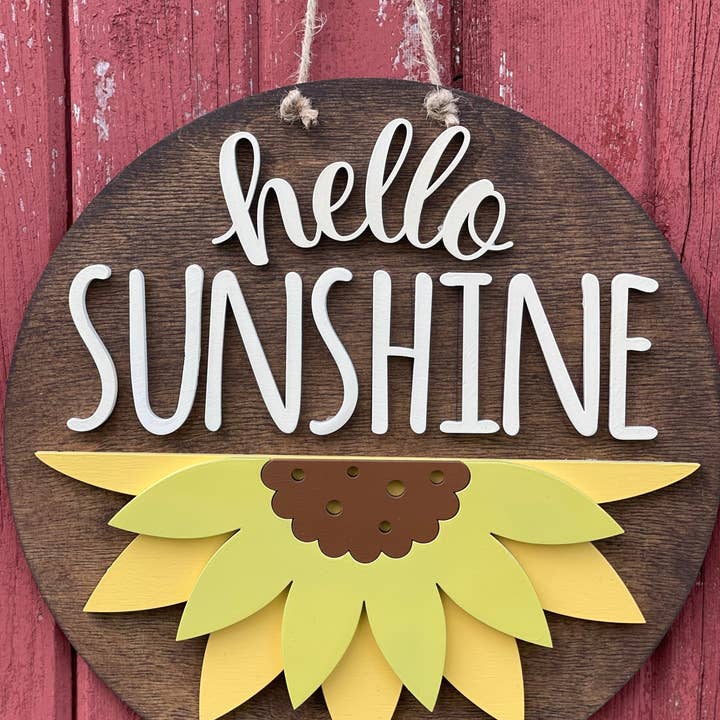 3D-Holzschild „Hello Sunshine“ für den Großhandel von The Potted Oasis