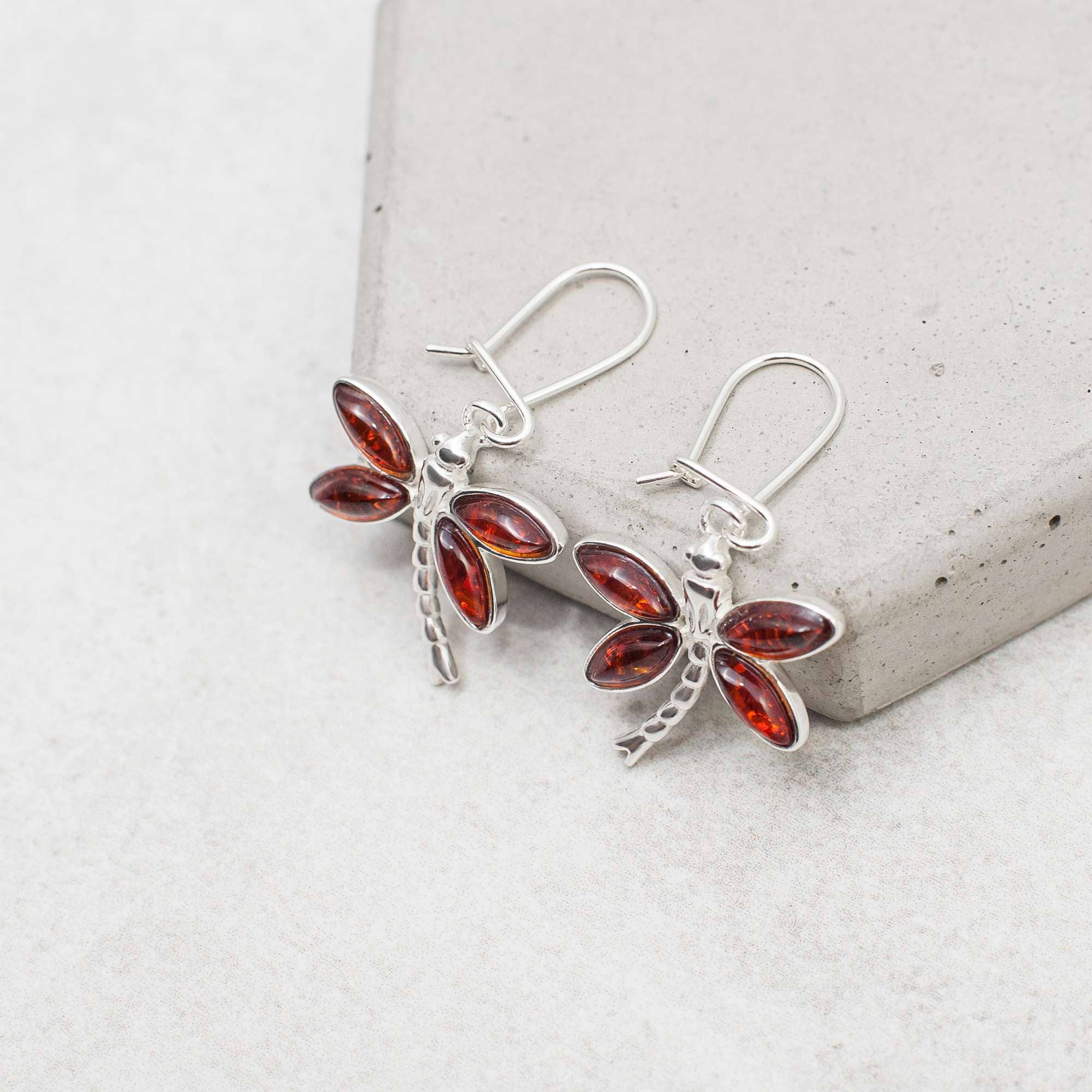 Marcin Waryszak - Wholesale Dangle Earrings - Baltic Amber Dragonfly Earrings Silver Dragonfly Earrings9