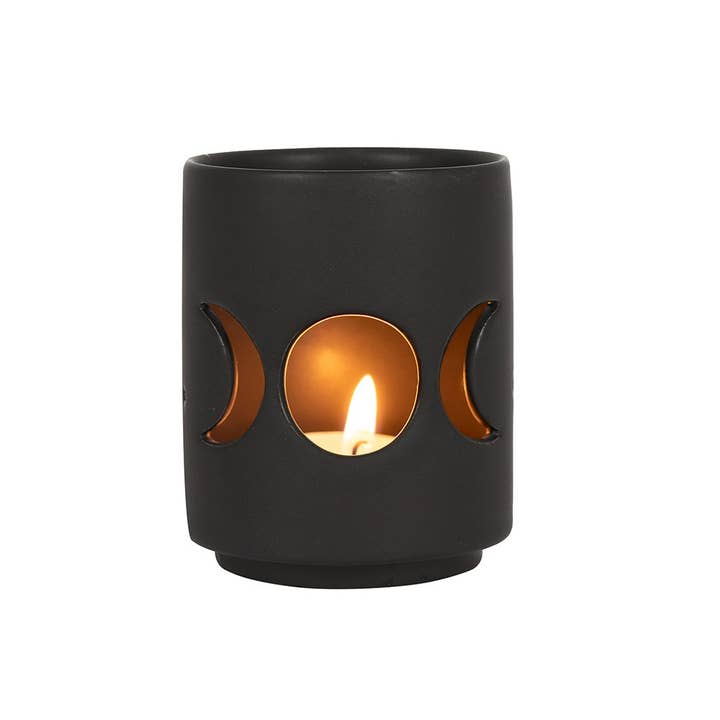 Something Different Wholesale - Wholesale Candle Holder - Small Black Triple Moon Cut Out Tealight Candle Holder