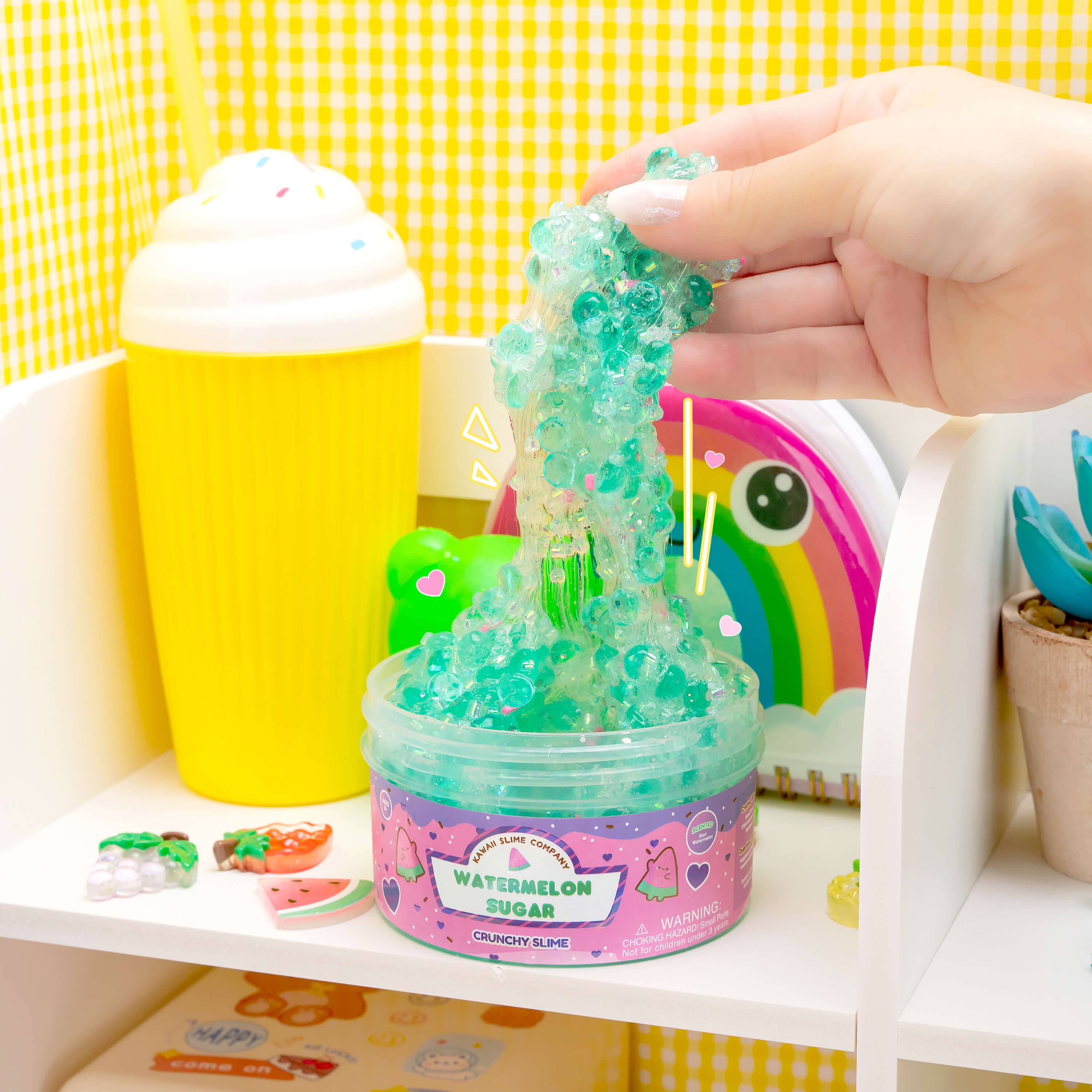 Kawaii Slime Company – wholesale Slajm - Barn – Vattenmelon Socker Fishbowl Bingsu Slime (4st/fodral)3