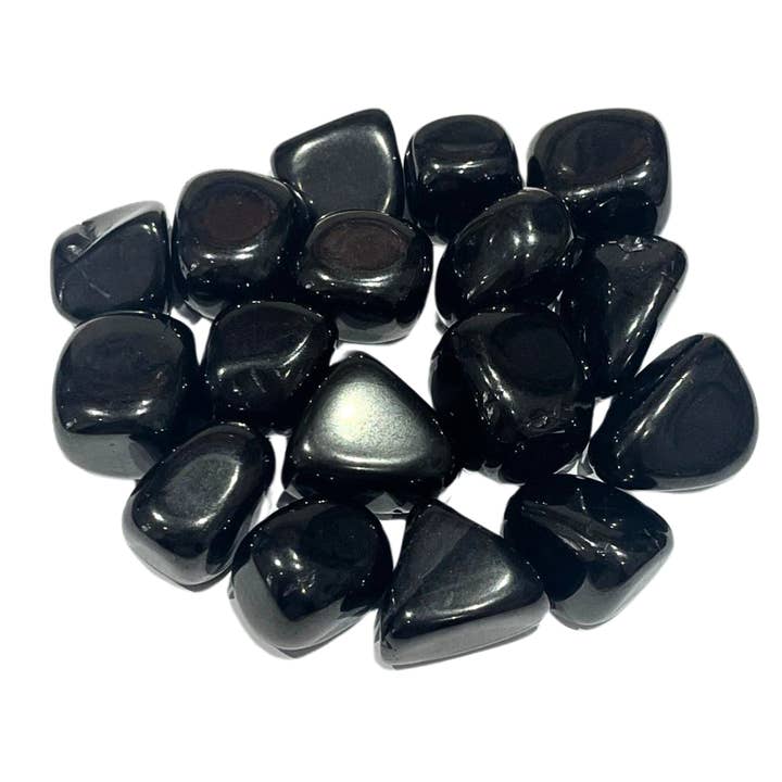 Whitby Jet Tumbled Polished Crystals 50 grams w/ Info Cards for wholesale by BellaMira Home