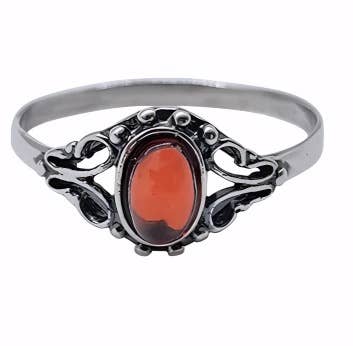 Amberman - Wholesale Ring met een steen/solitaire ring - Cognac Amber Sterling zilveren ring