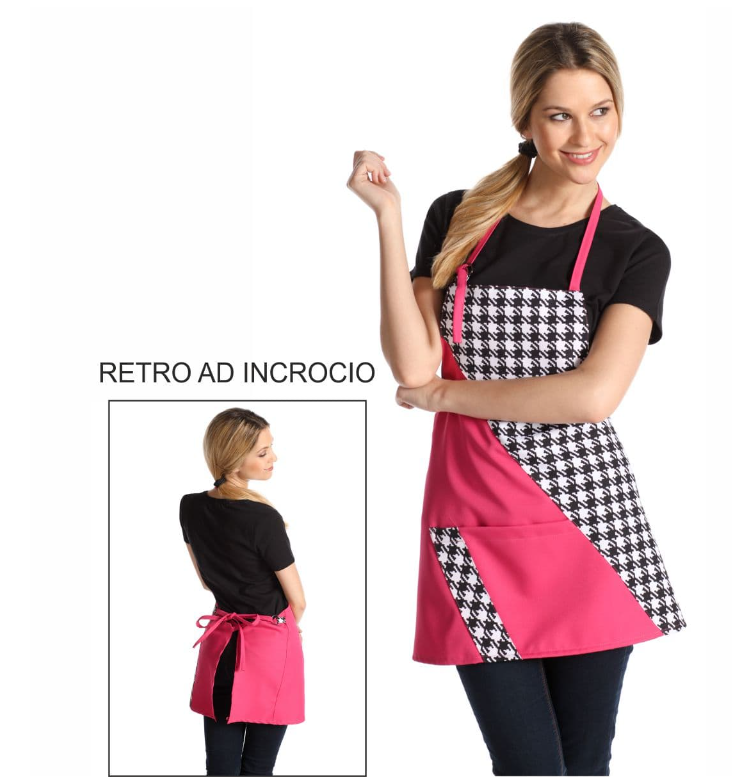 West Rose abbigliamento professionale - Vendita all'ingrosso Grembiuli - GREMBIULE DA LAVORO STELLA FUXIA PIED DE POULE0