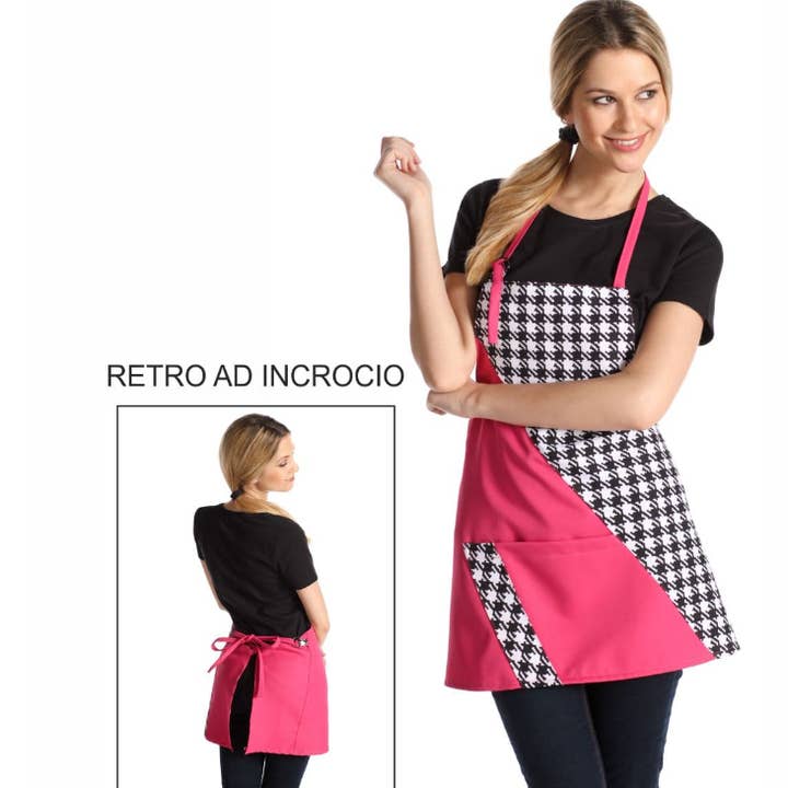 West Rose abbigliamento professionale - Vendita all'ingrosso Grembiuli - GREMBIULE DA LAVORO STELLA FUXIA PIED DE POULE0