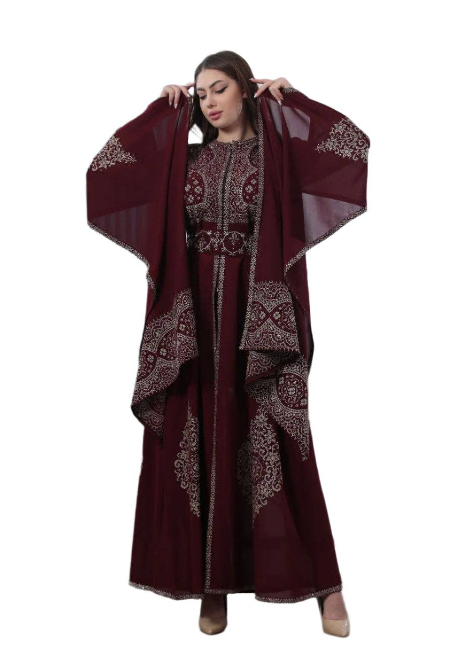 Palestinian Elegance - Wholesale Kaftan - Women's - Zahra Embroidered Slit-Sleeve Kaftan0