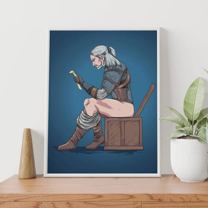 Witcher Geralt Inspired Bathroom Poster 11x17 for wholesale by ShutUpAndTakeMyMoney