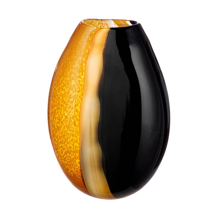 Bulbous Umbras vase, brown; orange h.32 cm for wholesale by Gilde Handwerk Macrander GmbH & Co. KG