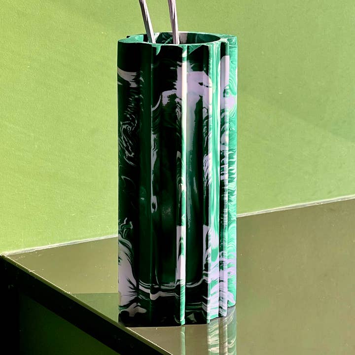 Medium Flower Vase in Green & Violet Marble for wholesale by Misshandled