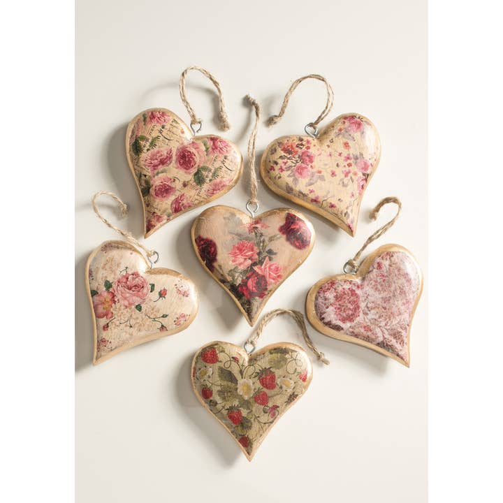 Namaste – wholesale Ornament – Medium Vintage Wooden Hanging Heart Decoration