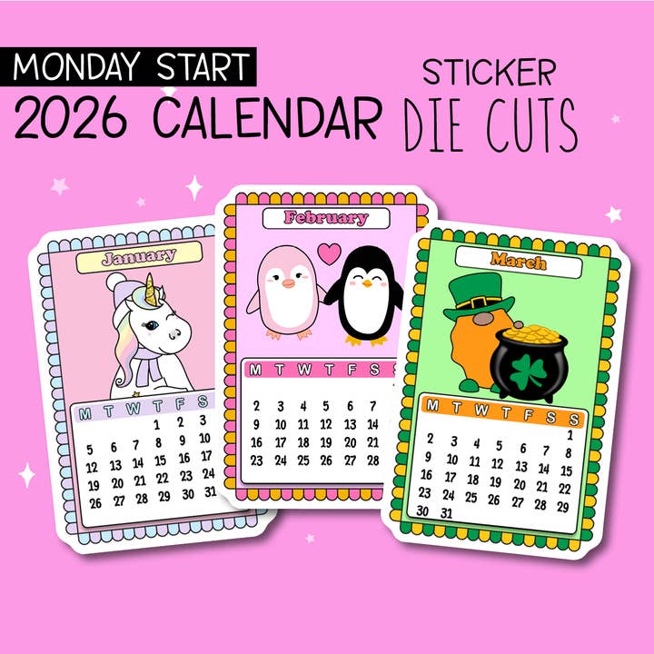 2026 Kalenderplaner Aufkleber Stanzteile - Wochenbeginn Montag für den Großhandel von Shine Sticker Studio