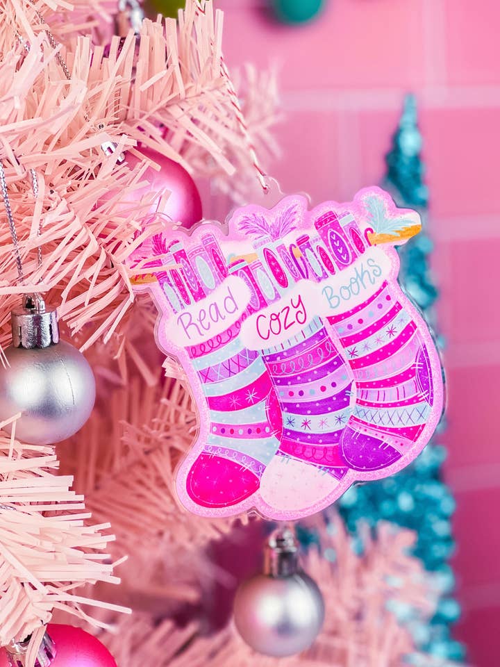 Read Cozy Books Christmas Ornament for wholesale by Emily Cromwell Designs