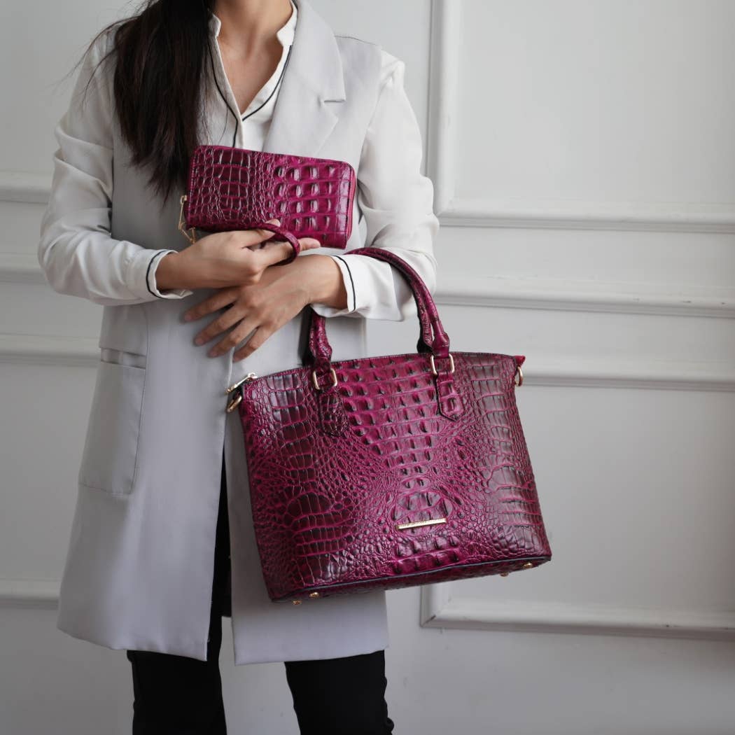MKF Collection - Wholesale Tote Bag - Women's - MKF Collection Liora Croc Embossed Tote and Set Handbag.3
