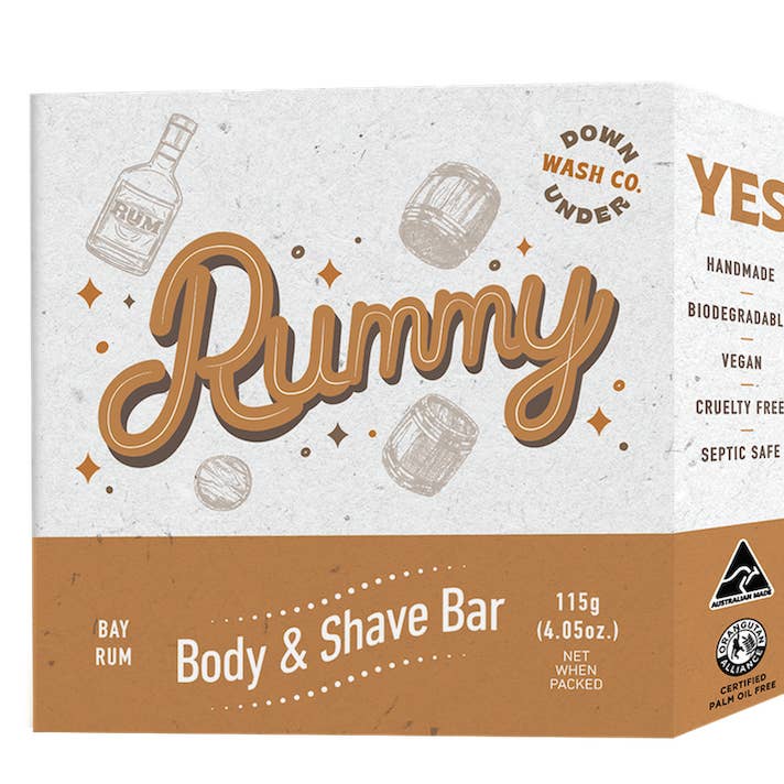 Rummy Body & Shave Bar (Bay Rum) for wholesale by Downunder Wash Co