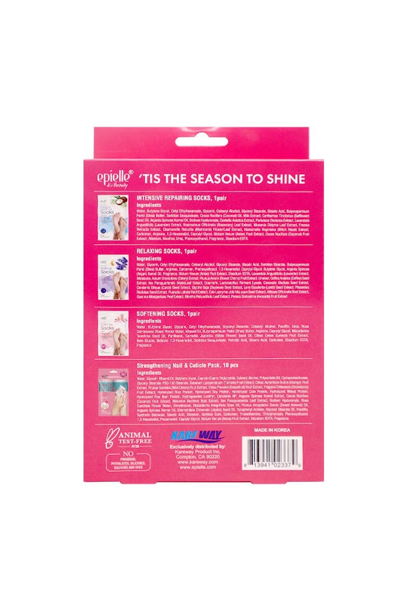 PINEAPPLE Beauty - Wholesale Foot Mask - Epielle 1337 Tis the Season to Shine 4pc Sock & Nail Set - 33