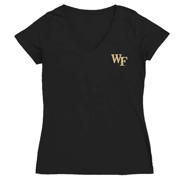 Wake Forest Demon Deacons Hand Sketched Vive La Fete Impressions Artwork Women Cotton Short Sleeve V-Neck Tshirt for wholesale by Vive La Fete