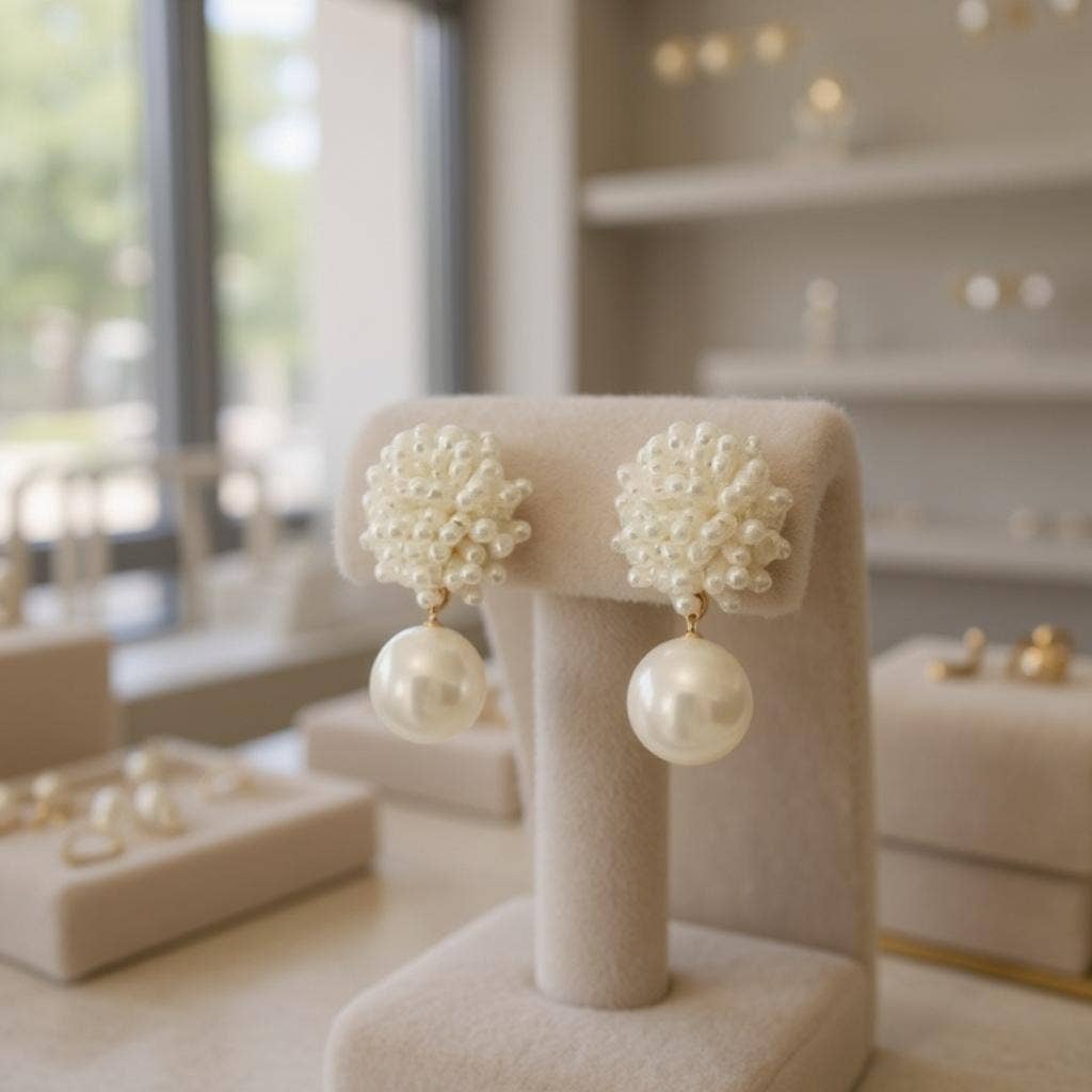 Athena Bridal Jewellery – Großhandel Ohrhänger – ATHENA KOLLEKTION - PERLENCLUSTER-OHRRINGE - CZER869 GOLD