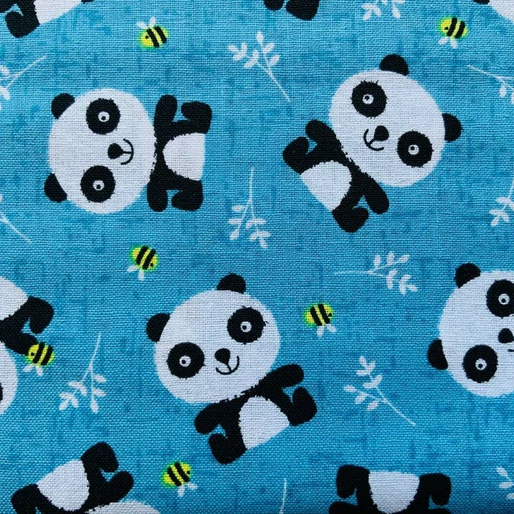 Simpatico tessuto per bambini con panda blu per la vendita all'ingrosso da parte di Kims Crafty Corner