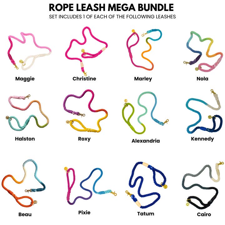 Rope Leash MEGA Bundle | Dog Leash Pack | Dog Lead Bundle  for wholesale by Pink Papyrus | Premium, Durable, & Stylish Dog Products