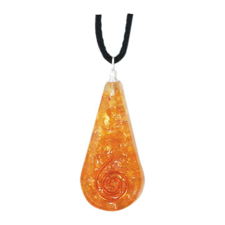 Designs by Deekay Inc. - Wholesale Pendant/Charm Necklace - Teardrop Orgonite Crystal Necklace (4.5 cm.) - Citrine1