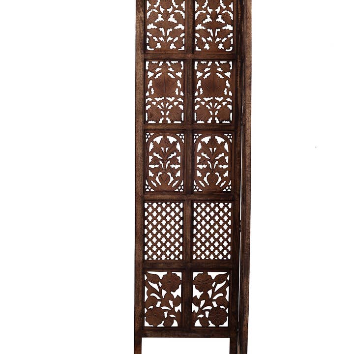 iAnanas - Wholesale Room Divider - Mango Wood Room Divider - 5 Panel Floral Handmade Screen, Privacy Screen & Decoration for Living Room, Bedroom, Balcony & Office - Brown (254x3x180 cm)1