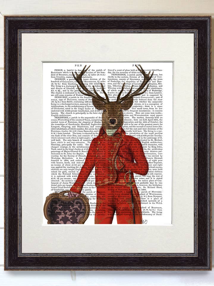 Deer in Red and Gold Jacket Full, Book Print / Art Print for wholesale by FabFunky Ltd