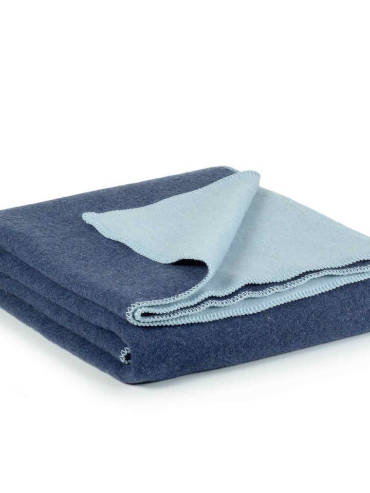 Merino wool bed blanket ATLANTIC - single - blue for wholesale by MoST