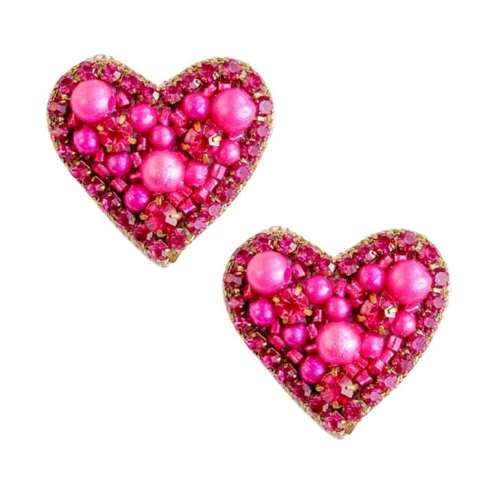 Oorknopjes met hartjes | Fuchsia voor wholesale door Gaby & Grace