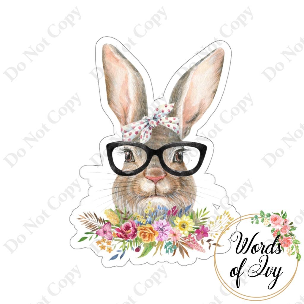 Words of Ivy – wholesale Klistermärke – Klistermärke - Kanin med glasögon0