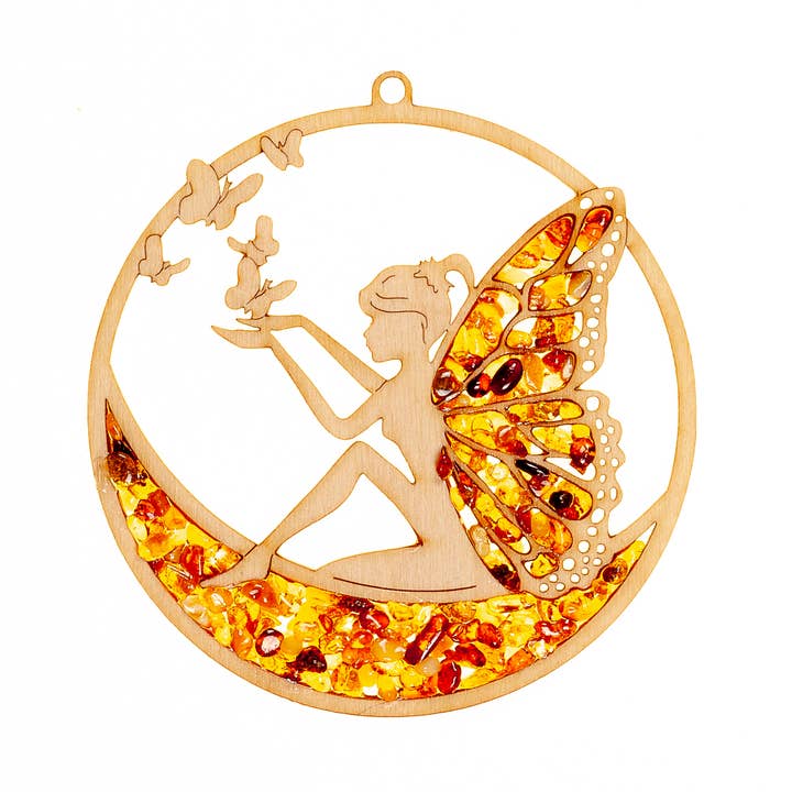 Bärnsten solfångare i björkträ — Elf & Moon för wholesale av RADULY