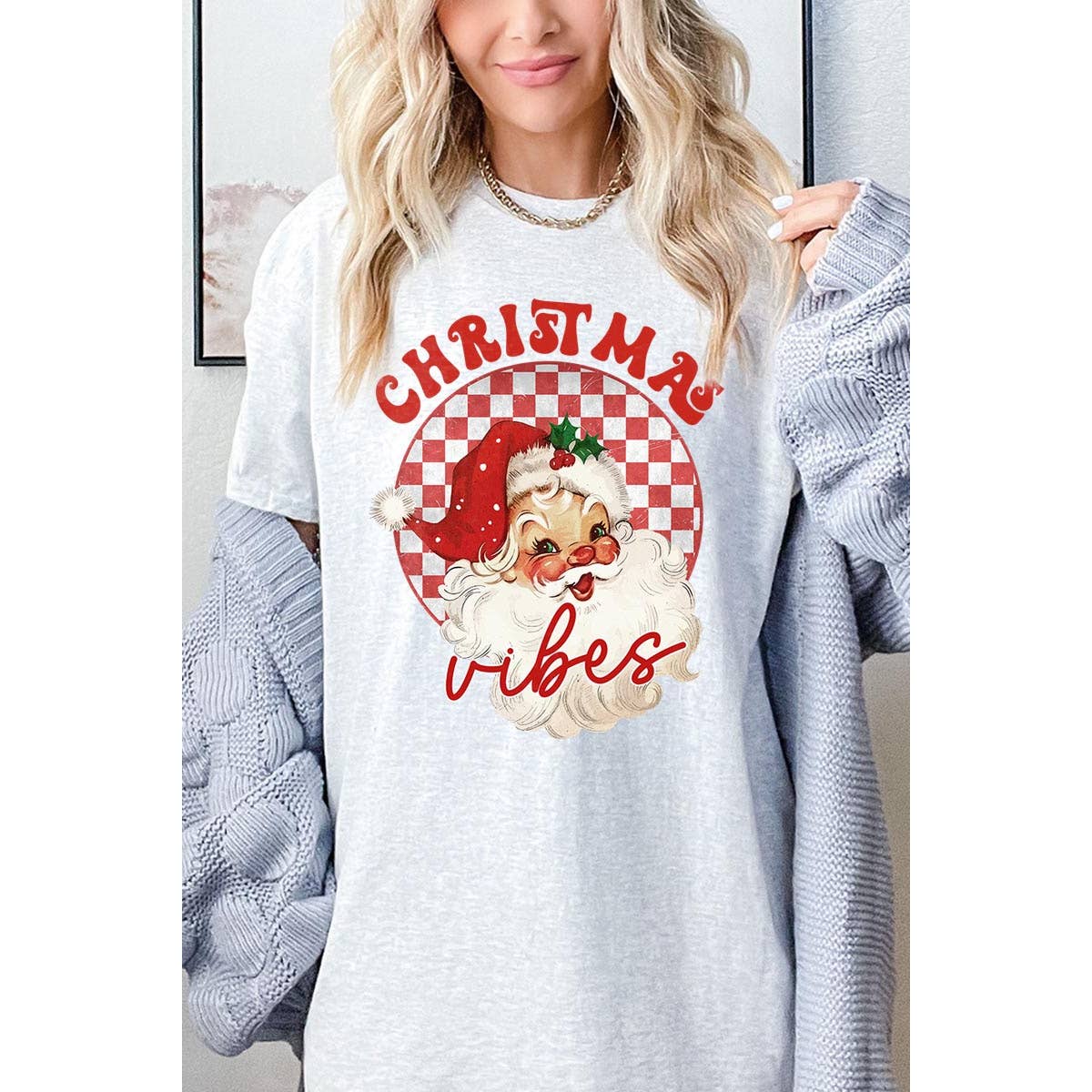 COLORBEAR – wholesale T-shirt (graphic) – women's – CHRISTMAS VIBES,SANTA CLAUS HEAVY COTTON UNISEX SHORT SLEEVE0