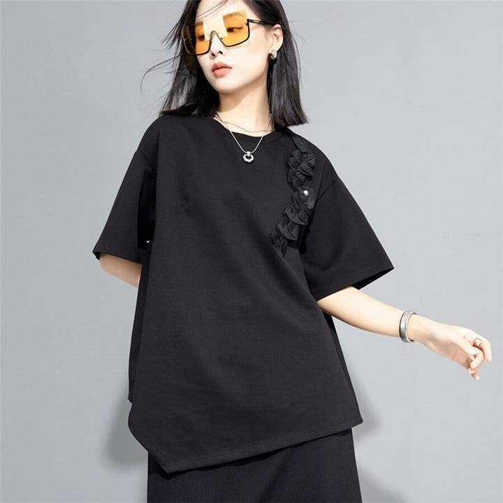 Loose Fit Floral Short Sleeve T-Shirt for wholesale by UZ Wholesale Store